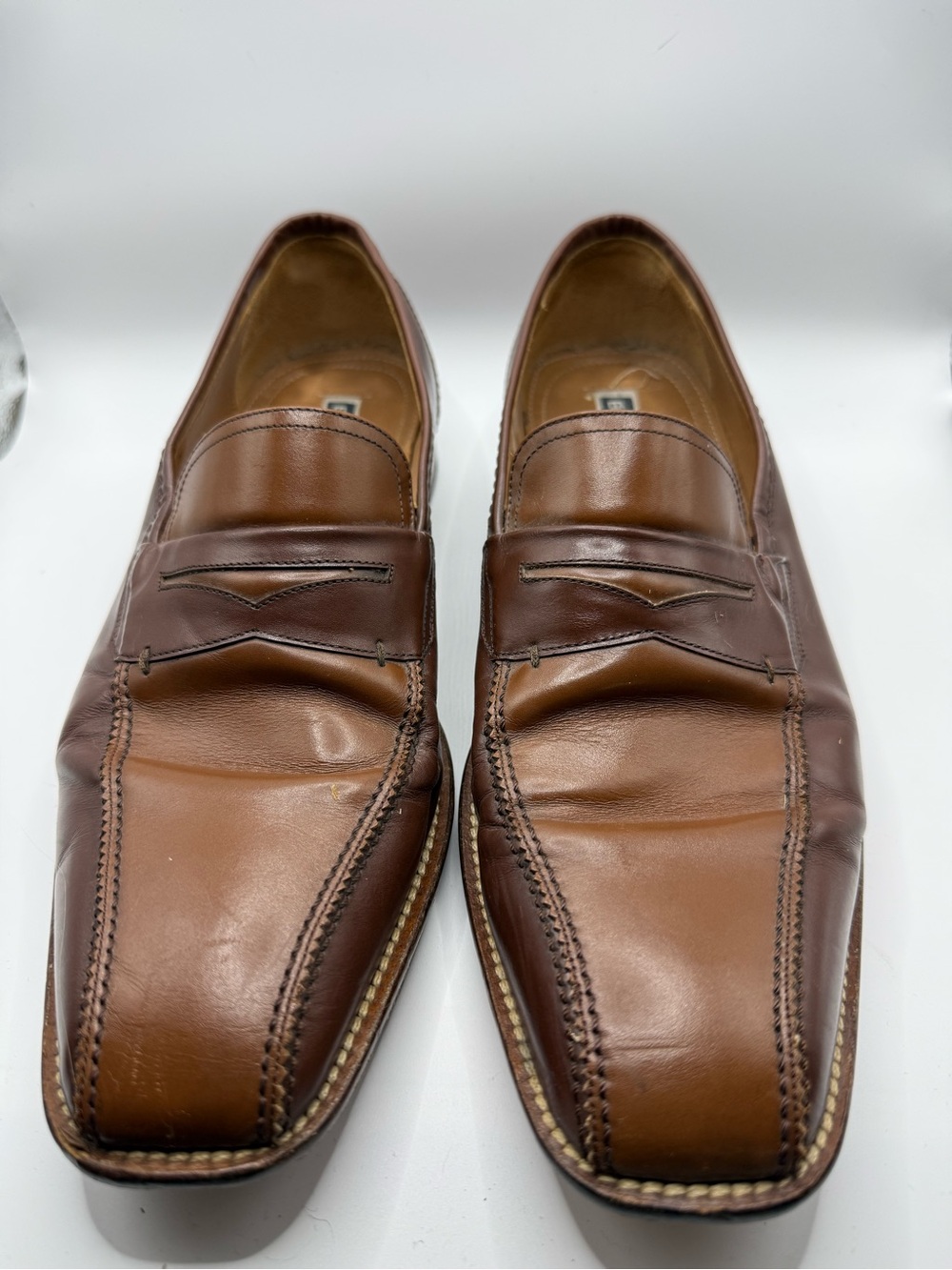 Bachrach Men’s 10 M Brown Leather Penny Loafers Made in Spain Dress Shoes
